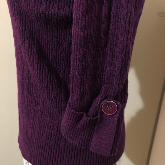 Karen Scott Petites Magenta Cable Knit Sweater - Picture 3 of 4